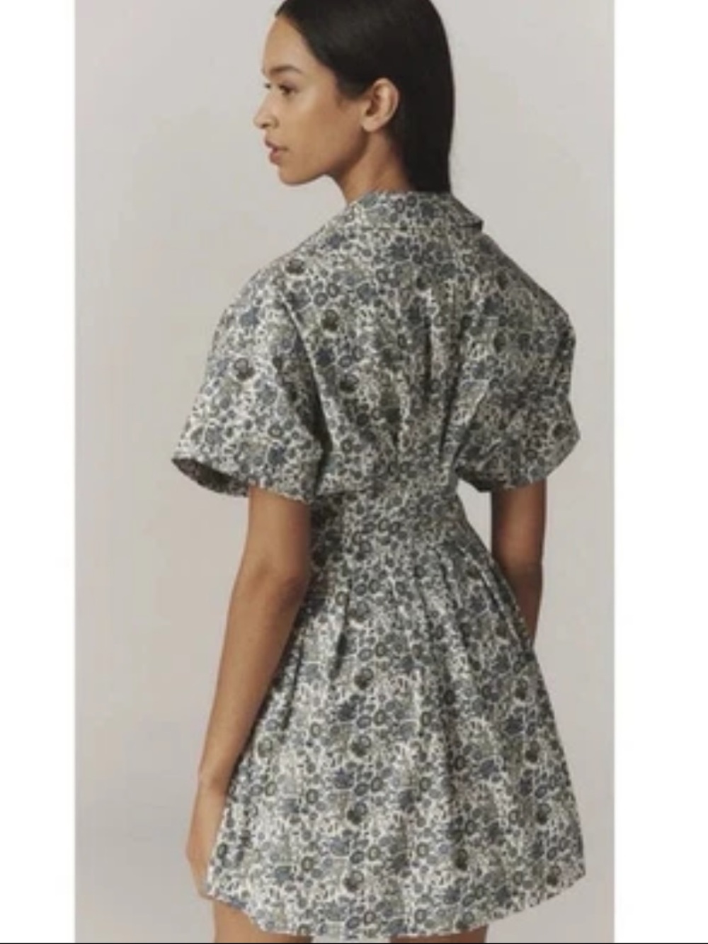 Anthropologie Exquise Blue Floral Tobie Mini Shirt Dress Small Summer Boho - Picture 6 of 10